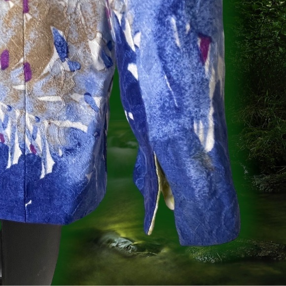 🔥 COLDWATER Creek 100% Cotton Painted Floral Ombre Blazer Jacket Women's sz 4 - Picture 9 of 16